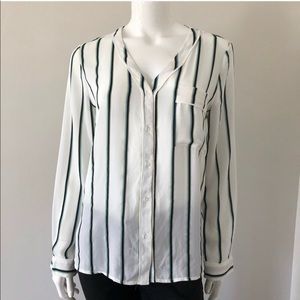 Philosophy White Striped Button Down Blouse